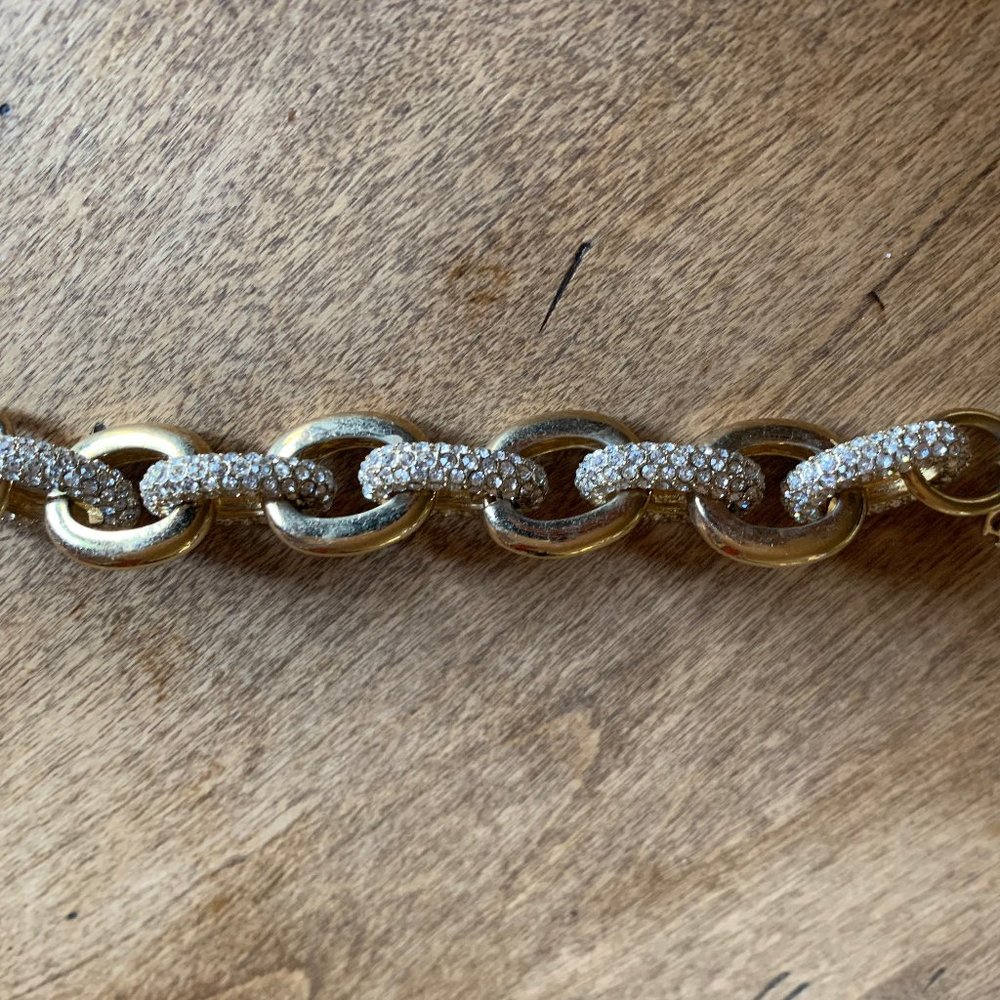 Ann Taylor Gold & Rhinestone link bracelet